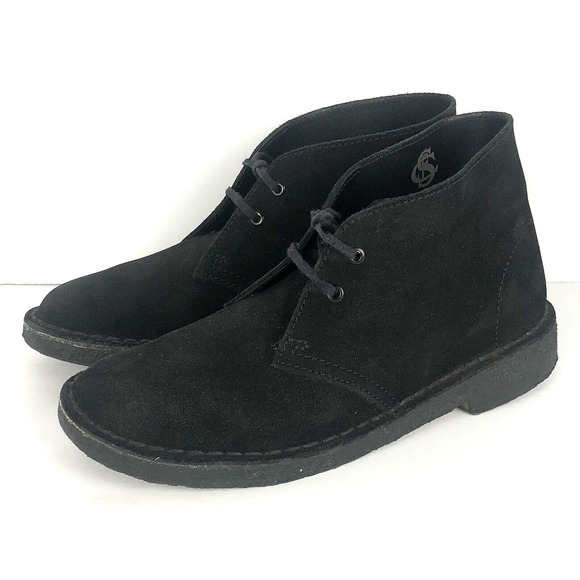 CLARKS‎ ORIGINALS STEED Suede Desert Chukka Bootie Sz 7 / 37.5 Black Short Boots - Picture 1 of 10